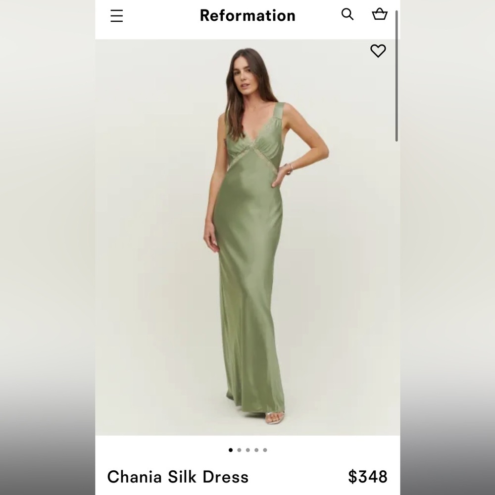 Reformation Chania Silk Dress in Sage
